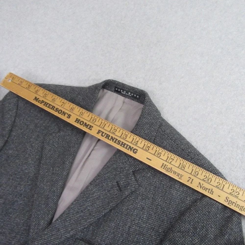 Hugo‎ Boss Mens Tweed Sport Coat 44L Gray Birdseye 3 Button Virgin Wool Ventless